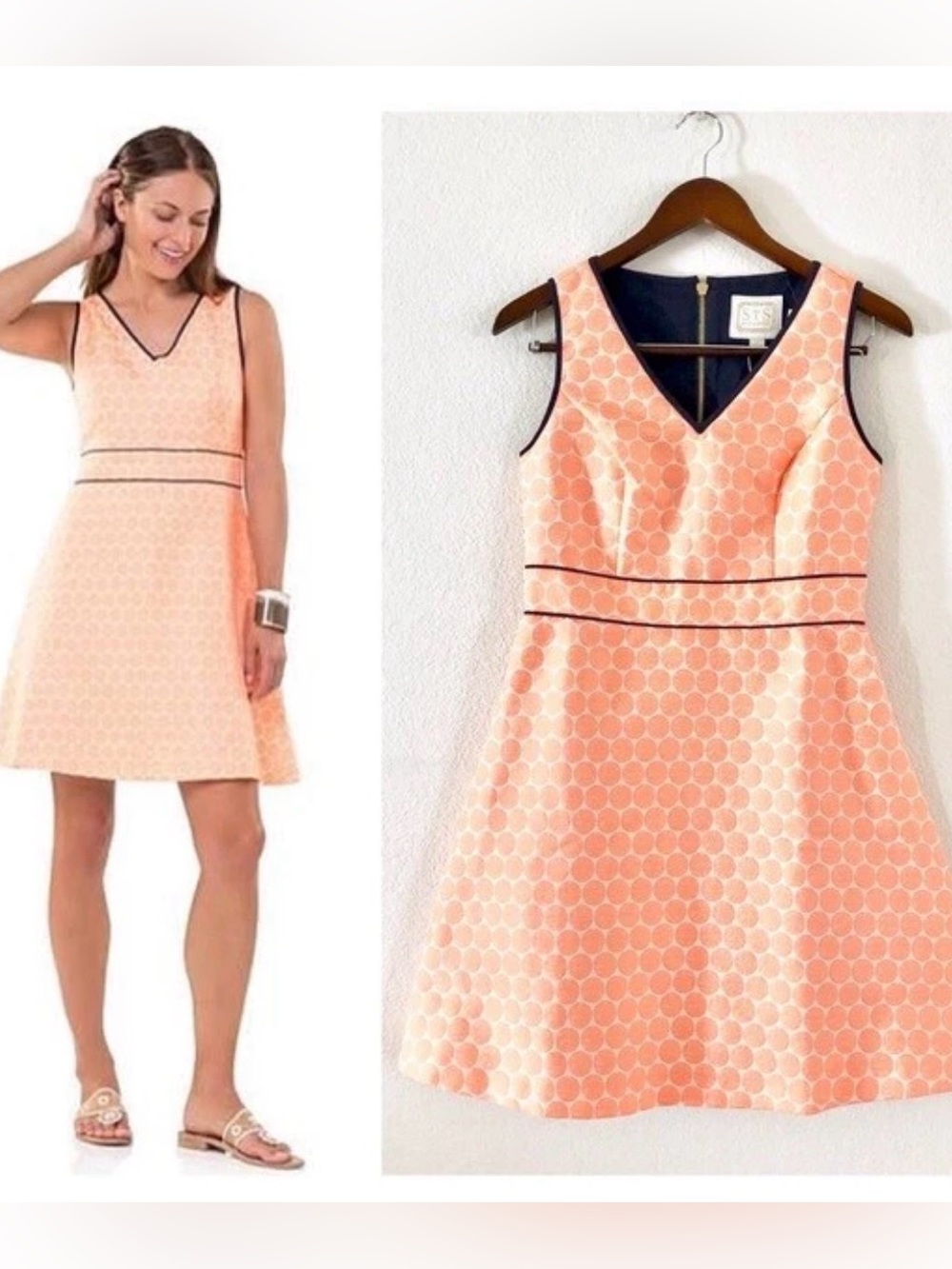 Sail to Sable Women's Orange Melon Polka Dot Fit and Flare Dress.